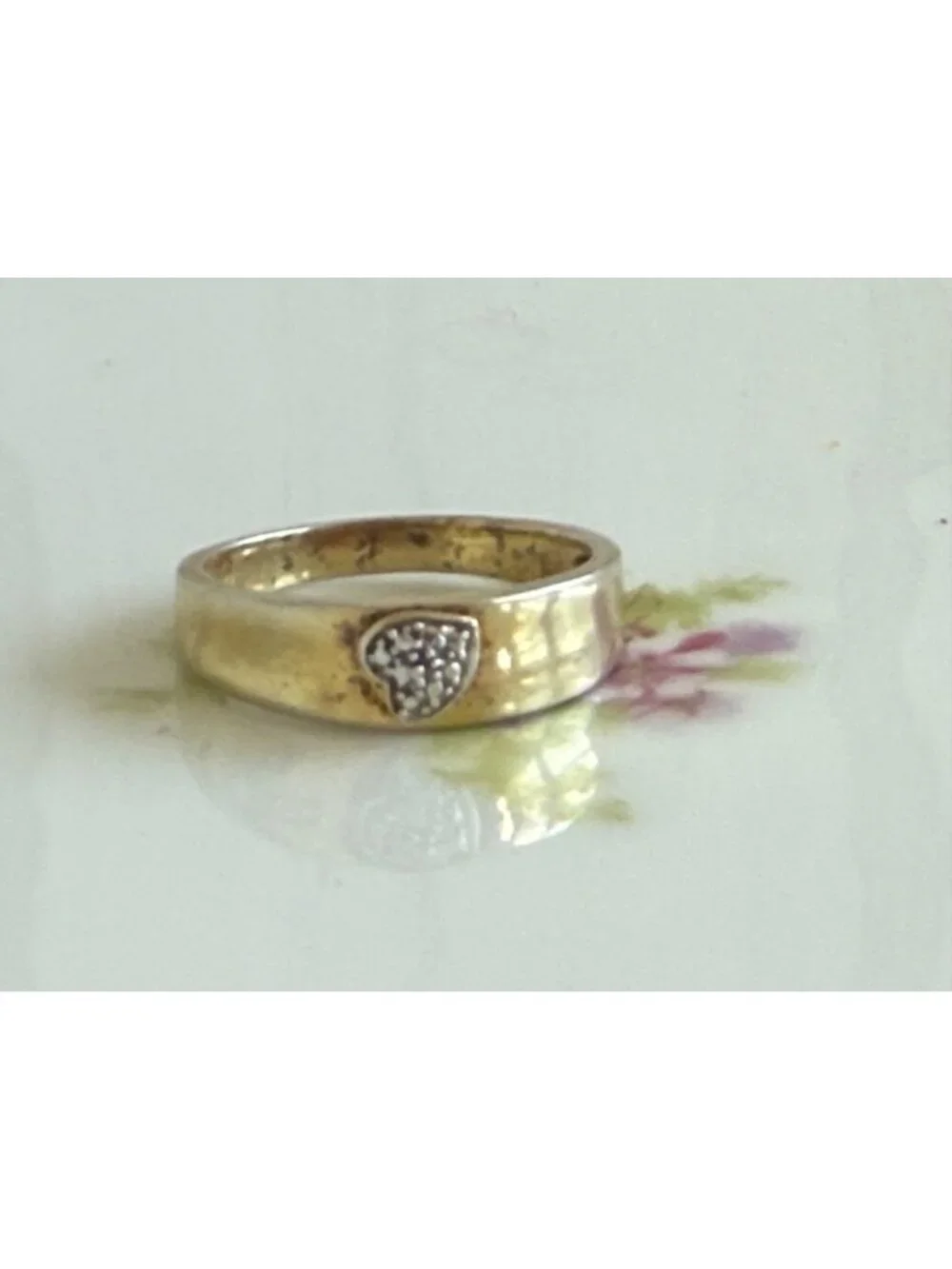 Vintage 90s Ring 925 Silver Gold Vermeil Heart Ring Size size 9